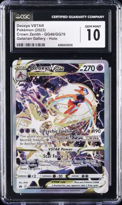 2023 POKEMON SWORD & SHIELD CROWN ZENITH FULL ART/DEOXYS VSTAR CGC 10 GEM MINT - Image 1