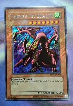 YuGiOh Harpie's Pet Dragon RP02-EN093 (2020 Date Reprint) Secret Rare UN Ed NM - Image 1