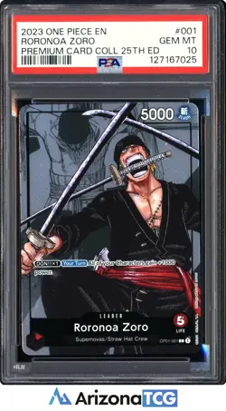 One Piece 2023 Roronoa Zoro OP01-001 Premium Card Coll 25th Ed GEM MINT PSA 10 - Image 1