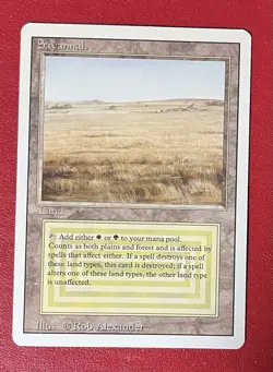 Magic the Gathering Savannah Dual Land, Revised Edition, Light Play English - Image 1