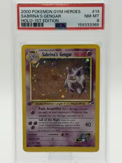 Pokemon Sabrina's Gengar Gym Heroes 1st Edition Holo Rare #14 PSA 8 - Image 1