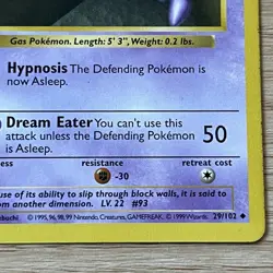Shadowless Haunter Pokemon TCG 029/102 Uncommon Base Set Regular 1999 English - Image 4
