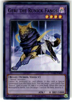 Yugioh! Geri the Runick Fangs - TAMA-EN039 - Super Rare - 1st Edition Near Mint, - Image 1