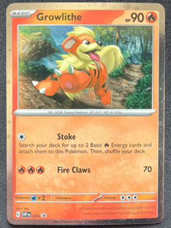 Growlithe Pokemon Scarlet & Violet SVP 024 Cosmos Holo Black Star Promo NM - Image 1