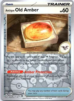 Antique Old Amber 154/165 MEW 151 Pokemon Common Reverse Holo NM 2023 - Image 1