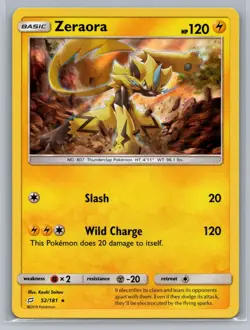 Zeraora 52/181 Holo Rare SM - Team Up Pokemon Near Mint or Better - Image 1