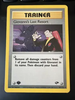 Pokemon TCG Giovanni's Last Resort Trainer 1st Edition 105/132 Gym Challenge - Image 1