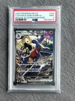 2025 POKEMON DESTINED RIVALS #232 CYNTHIA'S GARCHOMP ex SIR PSA 9 - Image 1