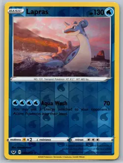 Lapras - Reverse Holo - Sword Shield Base Set 048/202 Rare Pokemon Card NM - Image 1