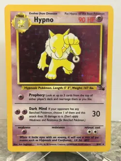 Hypno 8/62 Fossil Unlimited Holo Rare Card WOTC LP - Image 1