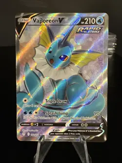 Pokemon TCG Vaporeon v Evolving Skies Holo Ultra Rare Card 172/203 NM - Image 1