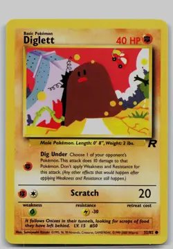 Diglett 52/82 Common Team Rocket Pokemon Unlimited Near Mint - Image 1