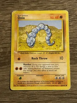 Onix 56/102 Shadowless Common Pokemon Card LP - Image 1
