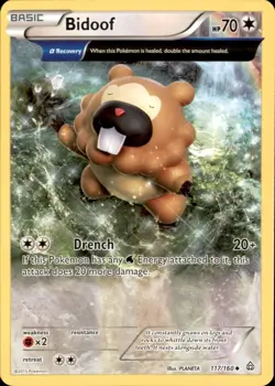 Bidoof 117/160 Regular Uncommon Primal Clash Pokemon NM - Image 1