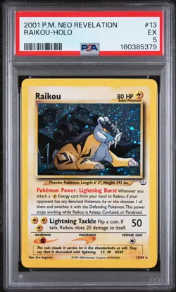 2001 POKEMON NEO REVELATION #13 RAIKOU-HOLO PSA 5 - Image 1