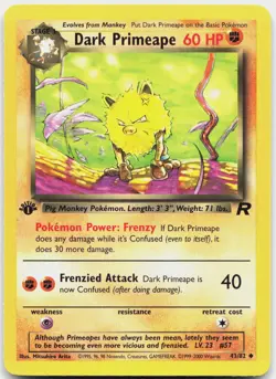 Dark Primeape 43/82 Uncommon Team Rocket Pokemon 1st Edition Lightly Played - Image 1