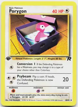 Porygon 48/82 Uncommon Team Rocket Pokemon 1st Edition Lightly Played - Image 1