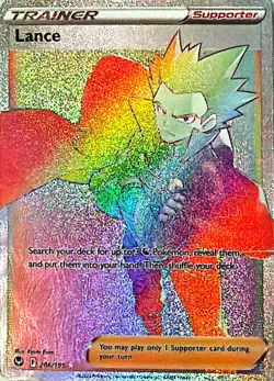 The Pokemon Company Lance Secret Rare Full Art Holo 206/195 Silver Tempest - Image 1