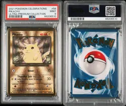 PSA 9 Pikachu Metal Gold Card UPC Pokemon 25th Anniversary Celebrations 58/102 - Image 3