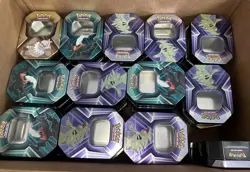67x Lot Empty Pokemon Triple Whammy Tins Perfect 4 Storage Crafting Or Bulk 🔥🔥 - Image 1