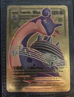 Pokemon Lapras VMAX 320hp Gold Foil Fan Art Collector Card TCG Gigantamax - Image 1