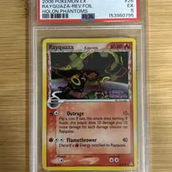 PSA 5 Pokemon Rayquaza EX Rare Reverse Holo 26/110 Holon Phantoms 2006 English - Image 4