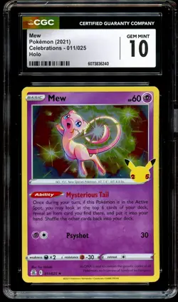 CGC 10 GEM MINT Mew 011/025 HOLO RARE Celebrations Pokemon Card 240 - Image 2