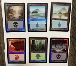 6 Magic The Gathering Foil Basic Land Valuable Collectable Cards - Image 1