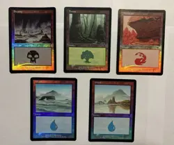 6 Magic The Gathering Foil Basic Land Valuable Collectable Cards - Image 2