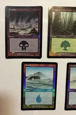 6 Magic The Gathering Foil Basic Land Valuable Collectable Cards - Image 4
