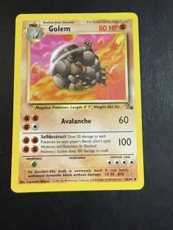 Golem 36/62 Fossil Regular Unlimited Vintage TCG Pokemon Card LP - Image 1