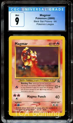CGC 9 MINT Magmar # 44 WOTC Black Star Promo Pokemon Card - Image 1