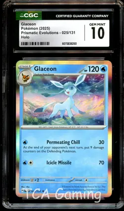 CGC 10 GEM MINT Glaceon 025/131 HOLO RARE Prismatic Evolutions Pokemon Card 250 - Image 1