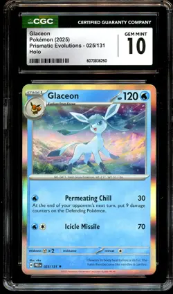 CGC 10 GEM MINT Glaceon 025/131 HOLO RARE Prismatic Evolutions Pokemon Card 250 - Image 2