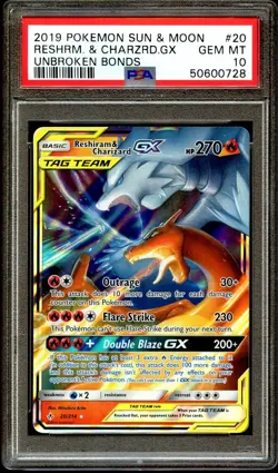PSA 10 GEM MINT Reshiram & Charizard GX 20/214 HOLO RARE Pokemon Card 728 - Image 2