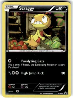 Pokemon TCG Black & White Scraggy BW25 Black Star Promo Cosmos Holo NM - Image 1