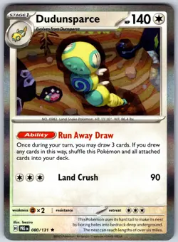 Pokemon TCG SV: Prismatic Evolutions Dudunsparce 080/131 Holo NM - Image 1