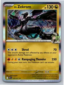 N's Zekrom 155/217 Rare Ascended Heroes Pokemon Holo Near Mint - Image 1