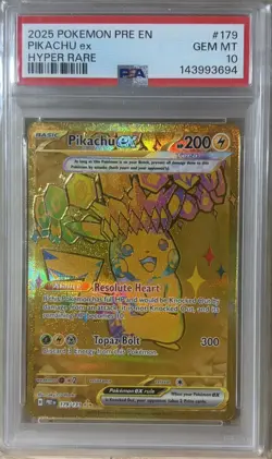 PSA 10 Pikachu EX 179/131 Pokemon Prismatic Evolutions Hyper Rare Gold - Image 1