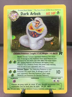 Pokemon TCG Dark Arbok Team Rocket 19/82 Holo Rare 2000 VTG WOTC Year Error LP+ - Image 1