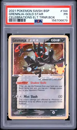 2021 POKEMON SWSH BLACK STAR PROMO #144 GRENINJA-GOLD STAR PSA 1 - Image 1