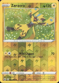 Pokemon Zeraora 052/159 Rare Crown Zenith Reverse Holo Near Mint - Image 1