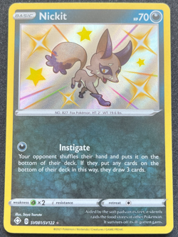 Nickit Pokemon Shining Fates SV081/SV122 Shiny Holo Rare NM - Image 1