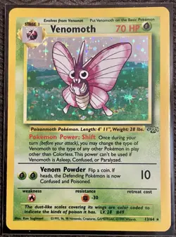 Pokemon TCG Venomoth 13/64 Jungle Holo Rare English MP 70HP Unlimited 1999 - Image 1