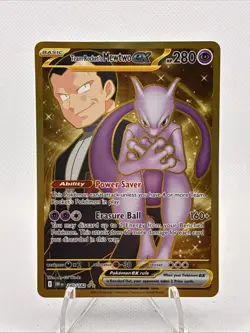 Team Rocket's Mewtwo ex 240/182 Gold Hyper Rare Pokemon TCG Destined Rivals NM - Image 1