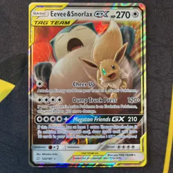 Pokemon TCG Sun & Moon Team Up Tag Team Eevee & Snorlax GX 120/181 - Image 2