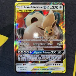 Pokemon TCG Sun & Moon Team Up Tag Team Eevee & Snorlax GX 120/181 - Image 3