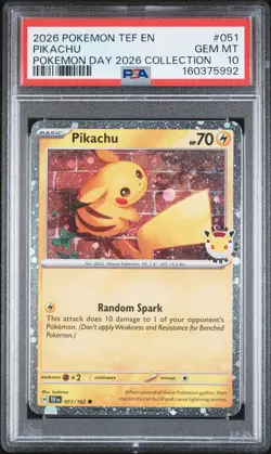 PSA 10 Pikachu 051/162 Temporal Forces Pokemon 992 - Image 1