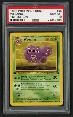 ***PSA 10 Weezing 1st Edition Fossil #45*** Pokemon Kid Icarus - Image 1