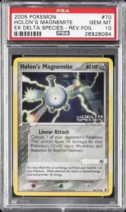 2005 POKEMON EX DELTA SPECIES #70 HOLON'S MAGNEMITE-REVERSE FOIL PSA 10 - Image 1